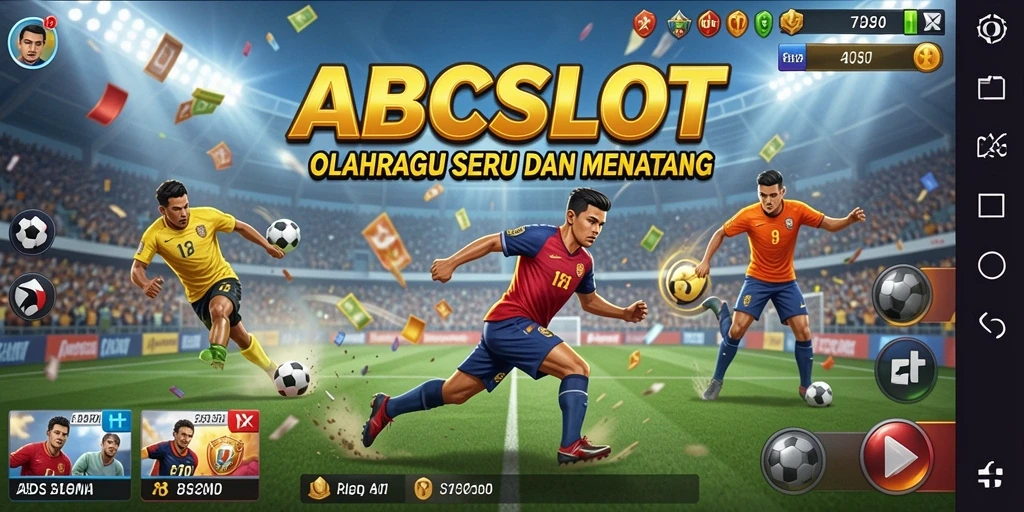 Screenshot utama ABCSLOT menampilkan aksi seru pemain dalam pertandingan olahraga.