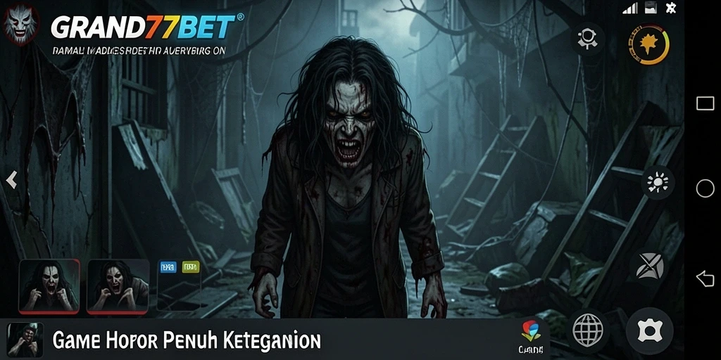 Tampilan gameplay horor yang mencekam dalam GRAND77BET.