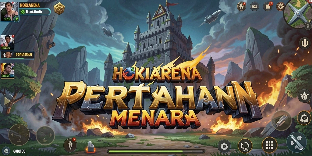 Screenshot menunjukkan aksi pertahanan menara yang intens dan strategis.