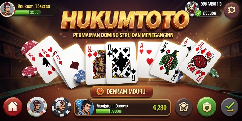 Tampilan gameplay seru HUKUMTOTO yang menampilkan permainan Domino.