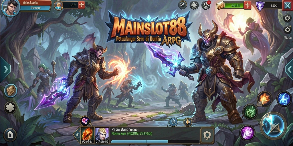 Tampilan menarik dari gameplay <strong>MAINSLOT88</strong> saat karakter bertarung melawan monster.