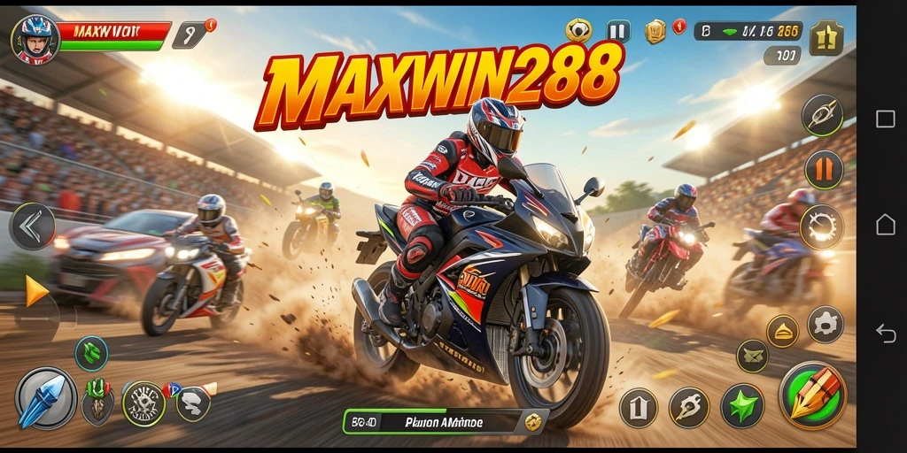 Gameplay seru balapan motor di MAXWIN288 dengan trek yang menantang.