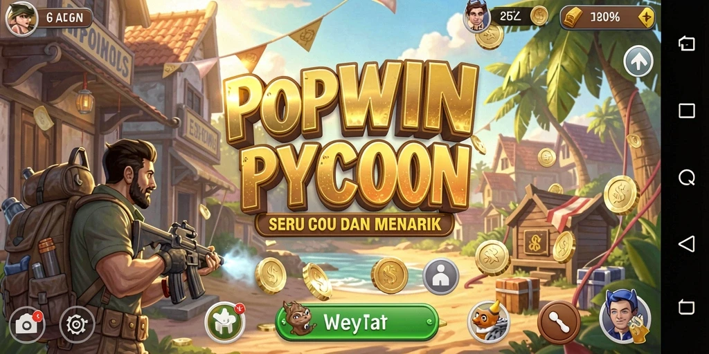Screenshot gameplay Tycoon dari POPWIN yang menunjukkan interaksi bisnis.