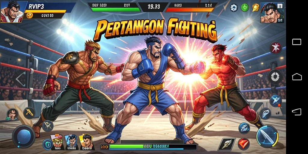 Screenshot gameplay RVIP3 menampilkan aksi pertarungan yang seru dan dinamis.