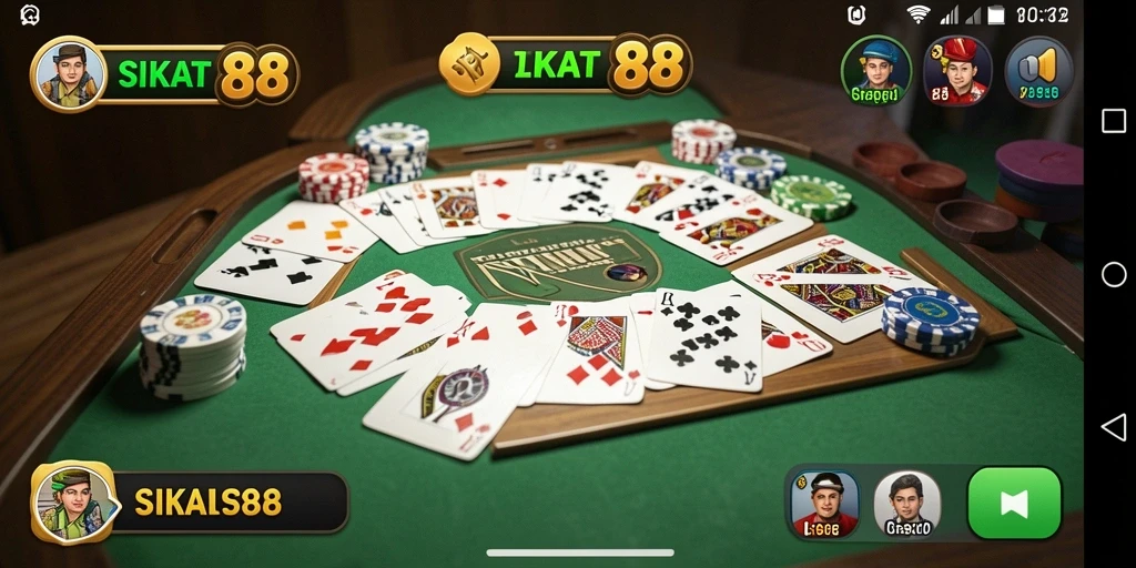 Screenshot gameplay SIKAT88 menampilkan suasana permainan Gaple yang menyenangkan.