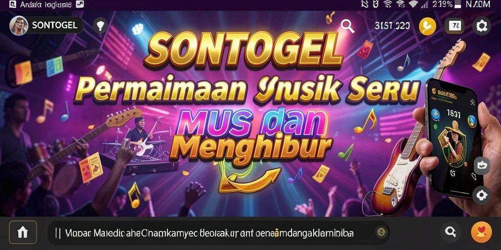 Tampilan gameplay SONTOGEL dengan alat musik yang beragam.