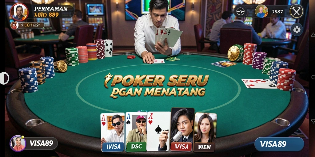 Menampilkan gameplay seru dan strategi dalam Poker.